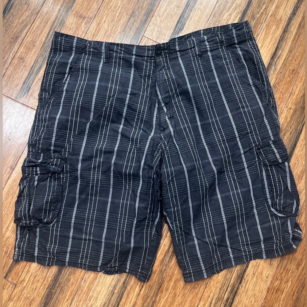 Black and White Cargo Shorts
